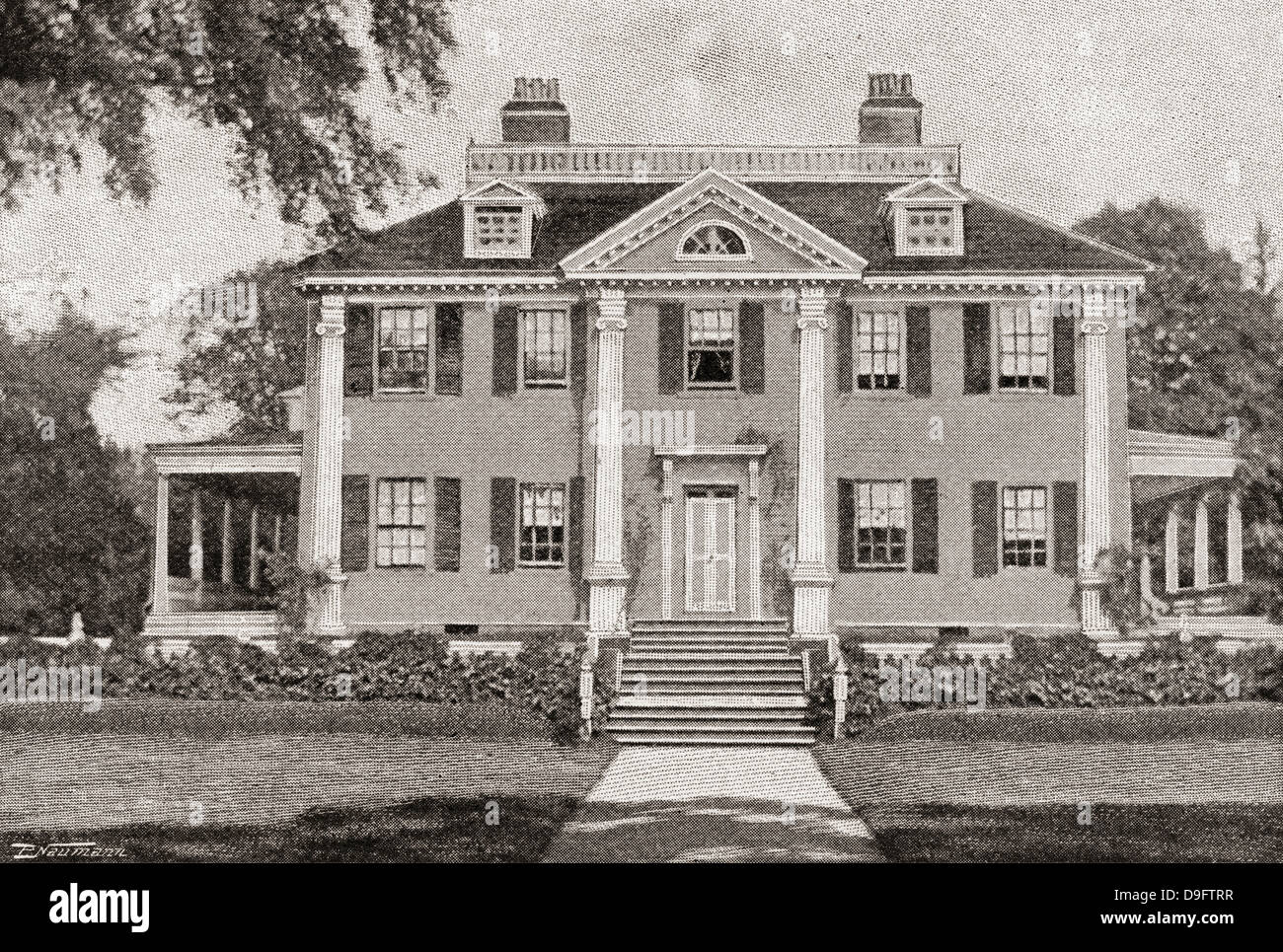 Longfellow es Zuhause. Craigie Haus, Cambridge, Massachusetts, Vereinigte Staaten von Amerika. Stockfoto