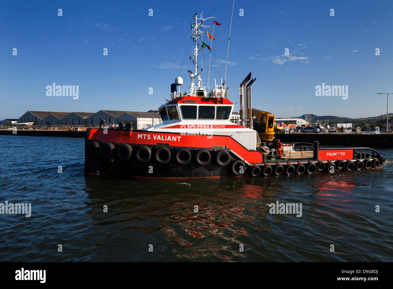 MTS "Wertvoll" Schlepper auf dem Avoca River, bestanden laufen die Kais, Arklow, County Wicklow, Ireland Stockfoto