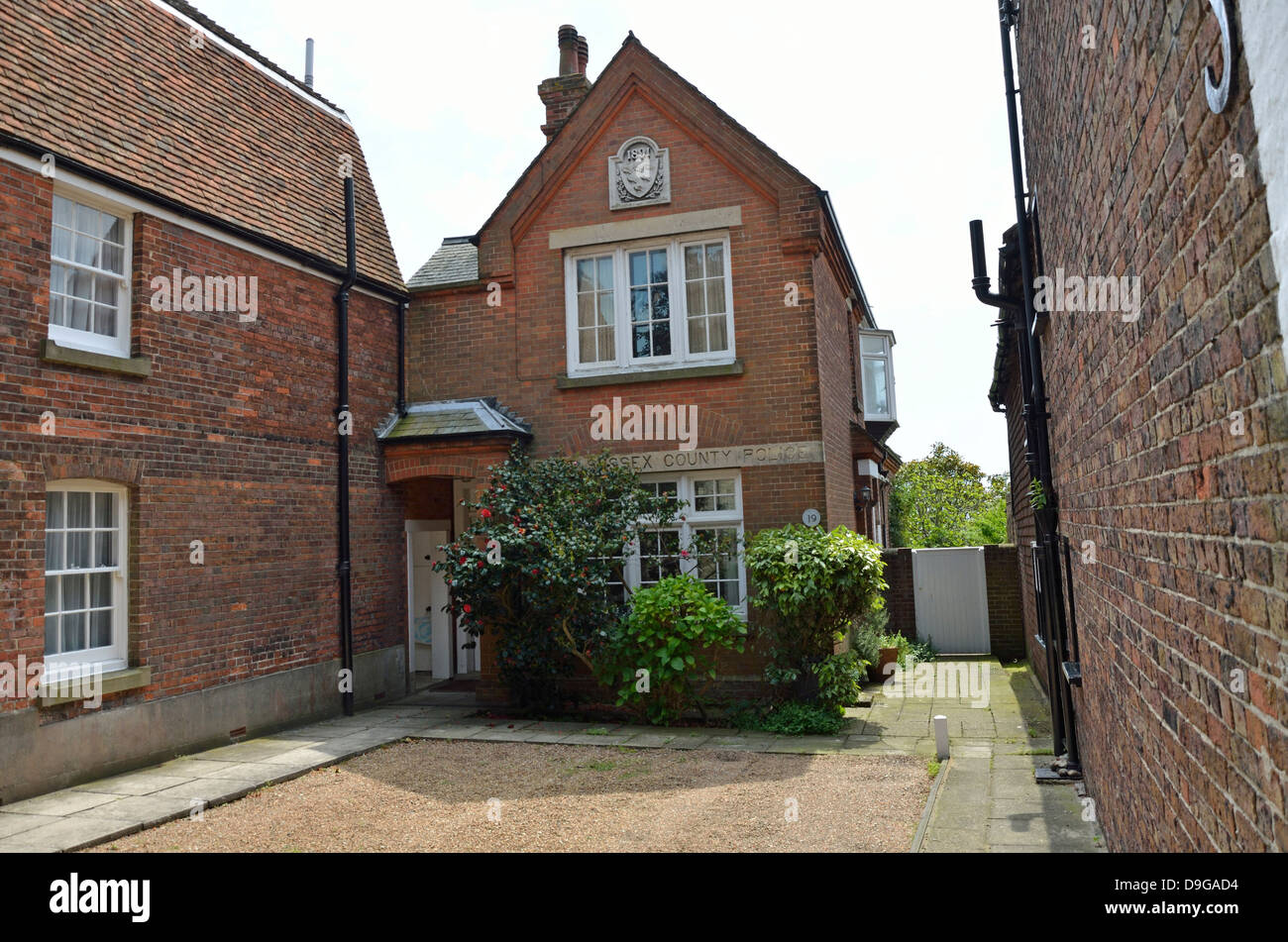 Roggen, East Sussex, England, UK. Alten Polizeistation, Kirchplatz. Stockfoto