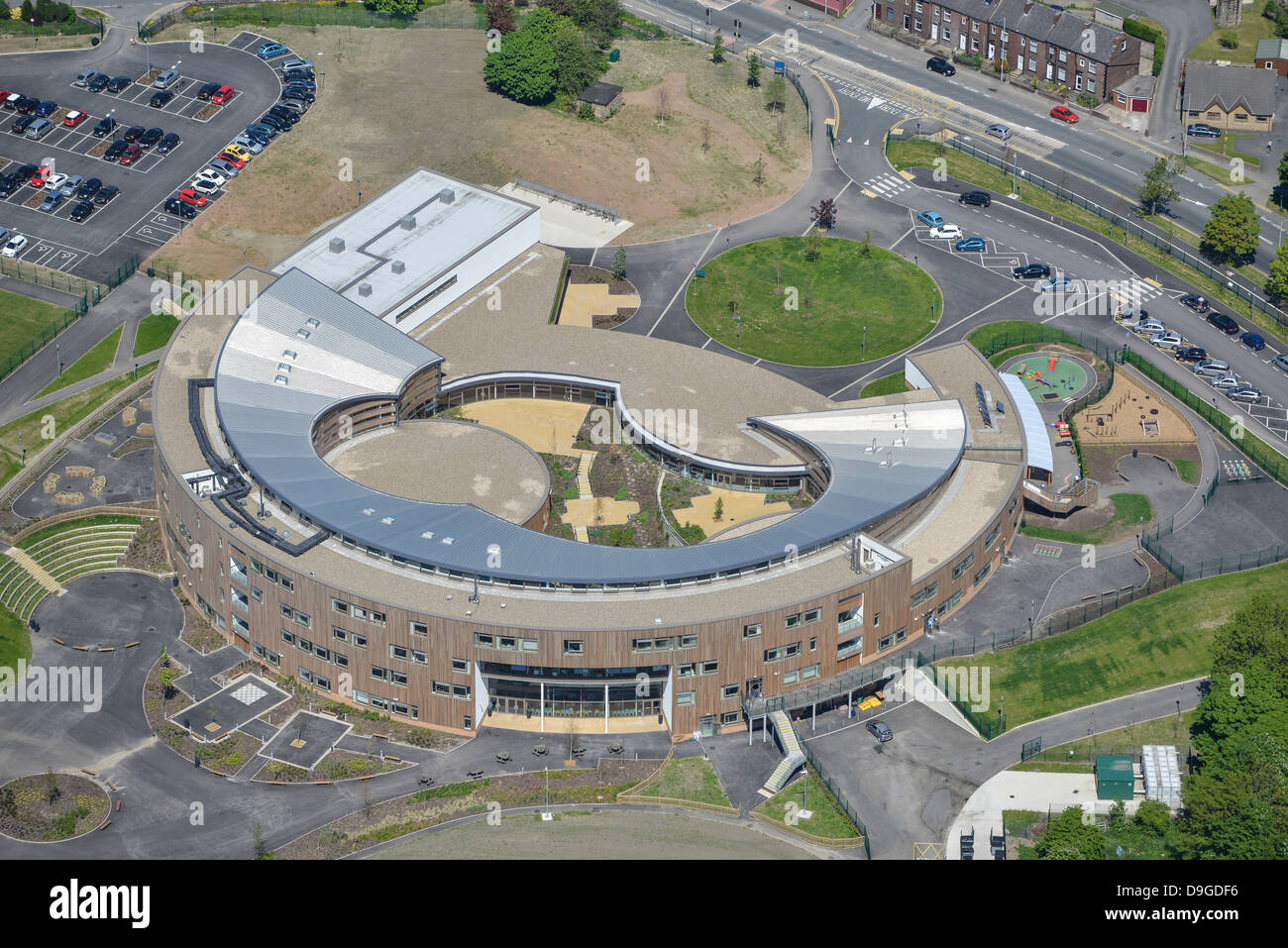 Luftbild des eine neue Academy School UK Stockfoto