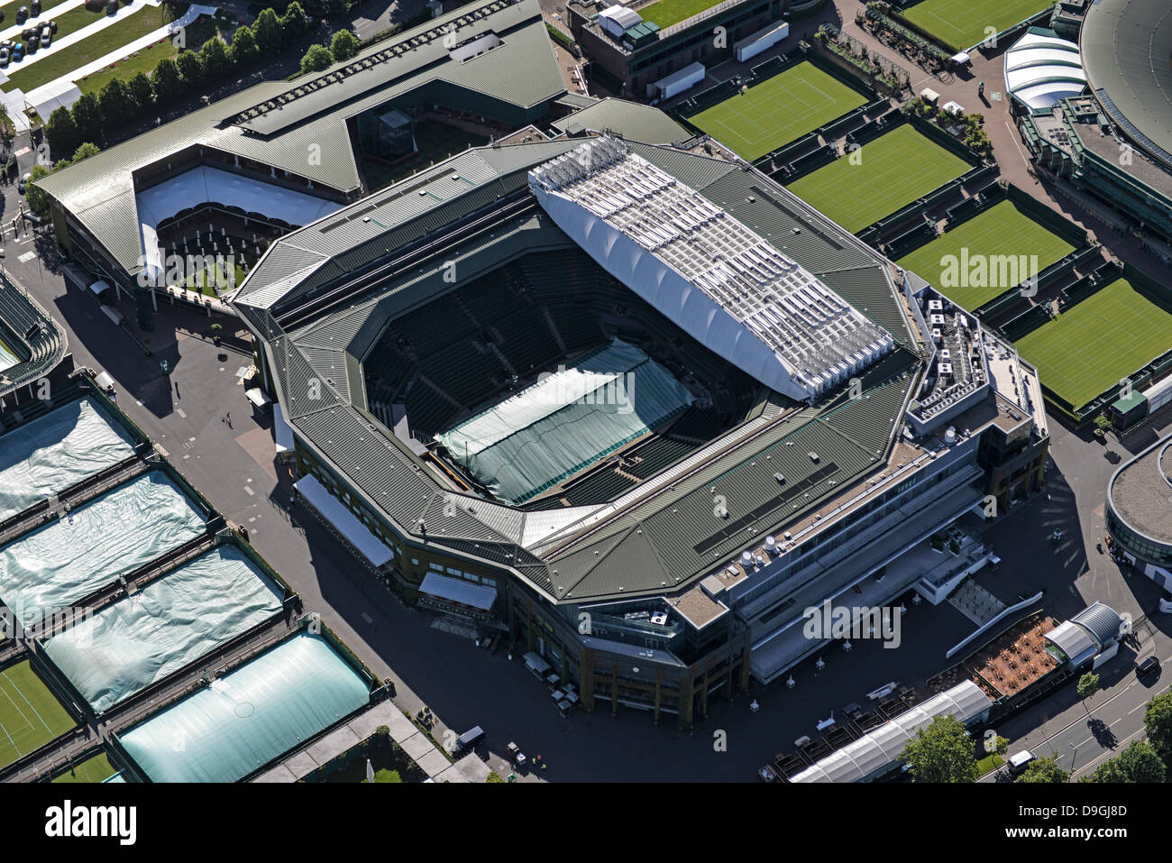 Luftbild der Centre Court in Wimbledon Stockfoto