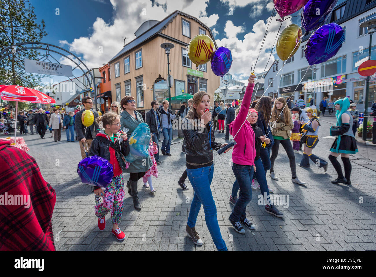 Menschen feiern Unabhängigkeitstag, 17. Juni, Reykjavik, Island Stockfoto