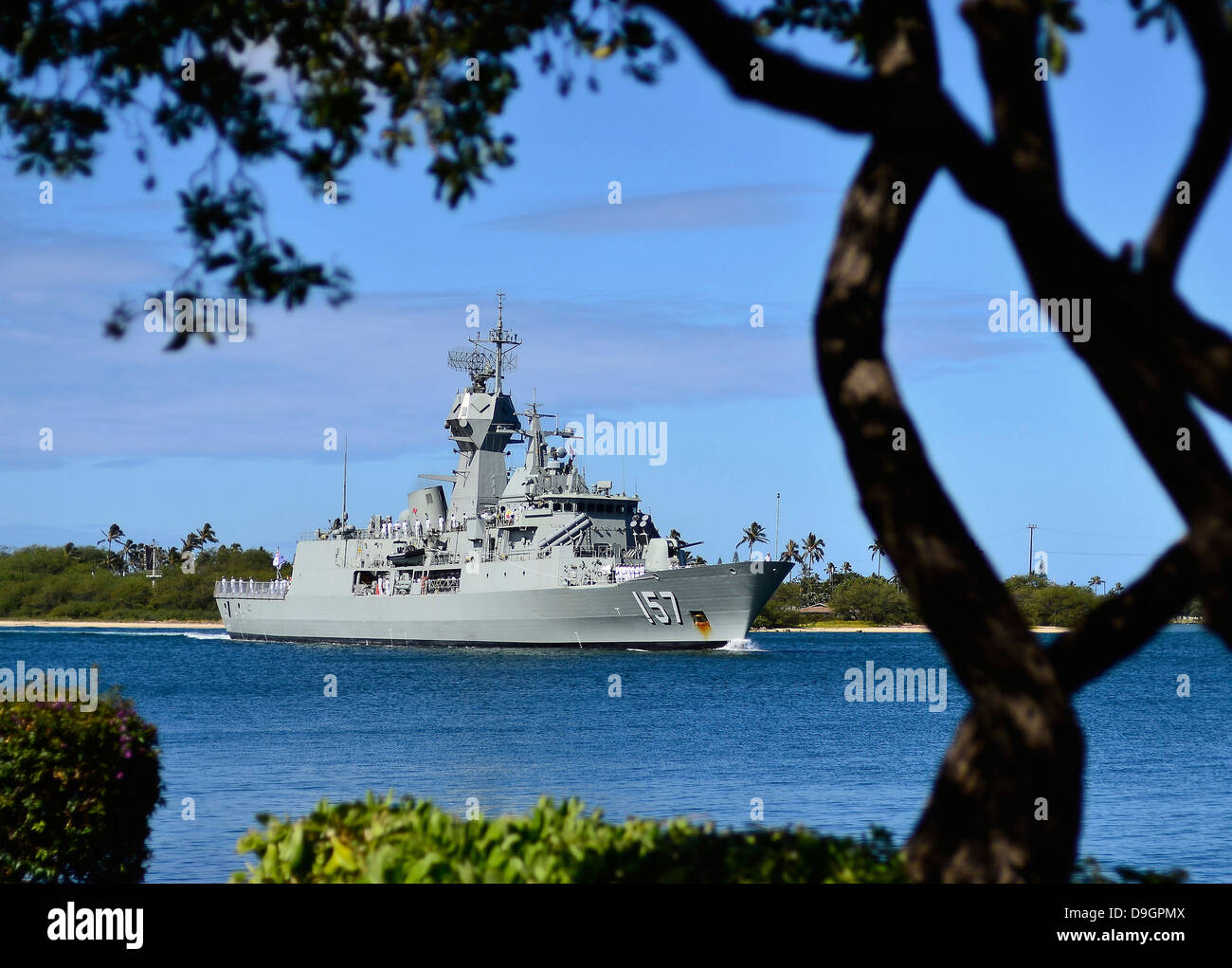 Die Royal Australian Navy Anzac-Klasse Fregatte HMAS Perth. Stockfoto