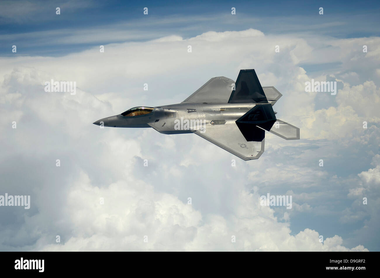 10. Juli 2012 - A US Air Force f-22 Raptor Flugzeuge im Flug über Maryland. Stockfoto