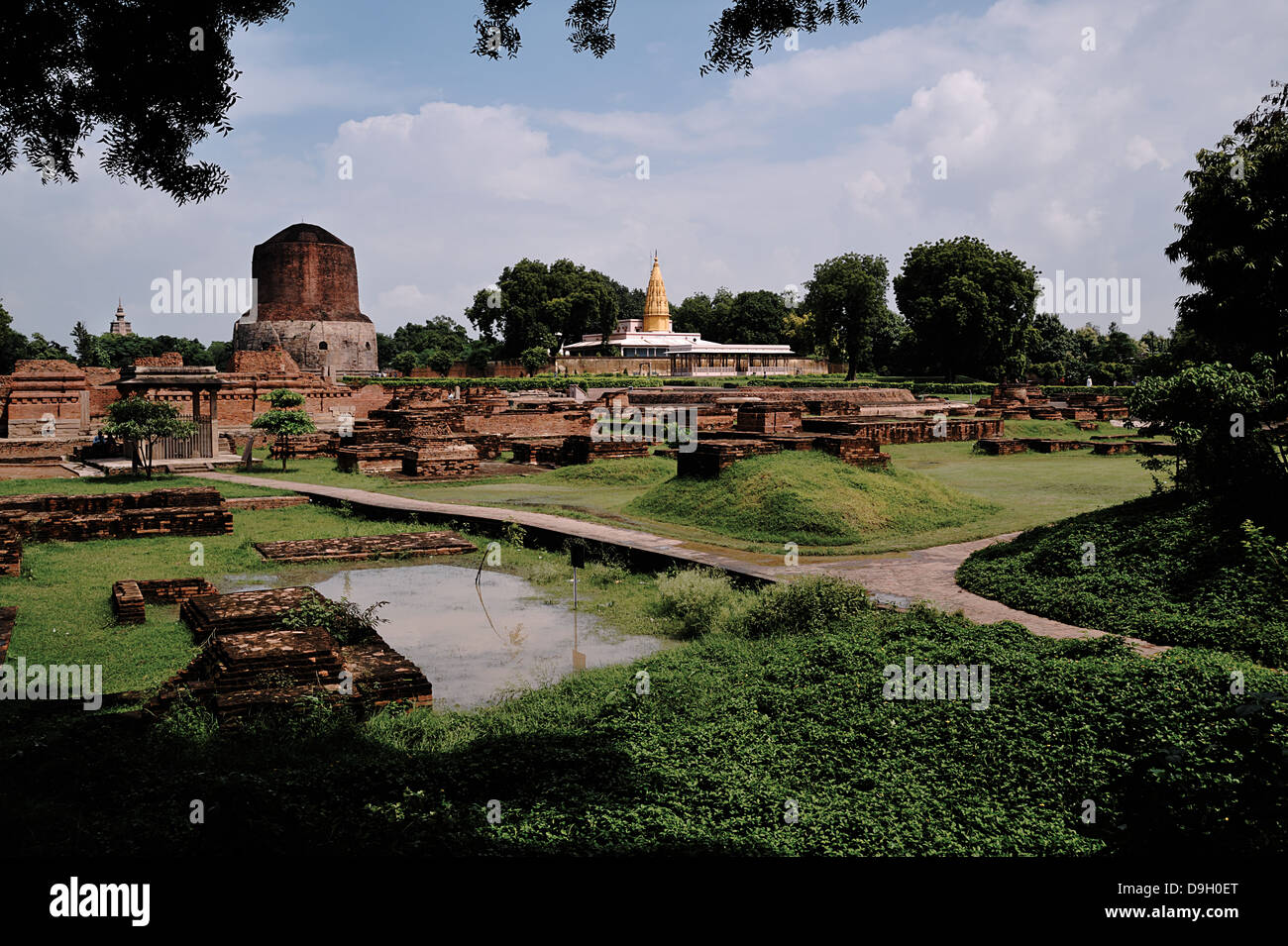 Sarnath ist der Wildpark, wo Gautama Buddha die Erleuchtung fand. Uttar Pradesh, Indien Stockfoto