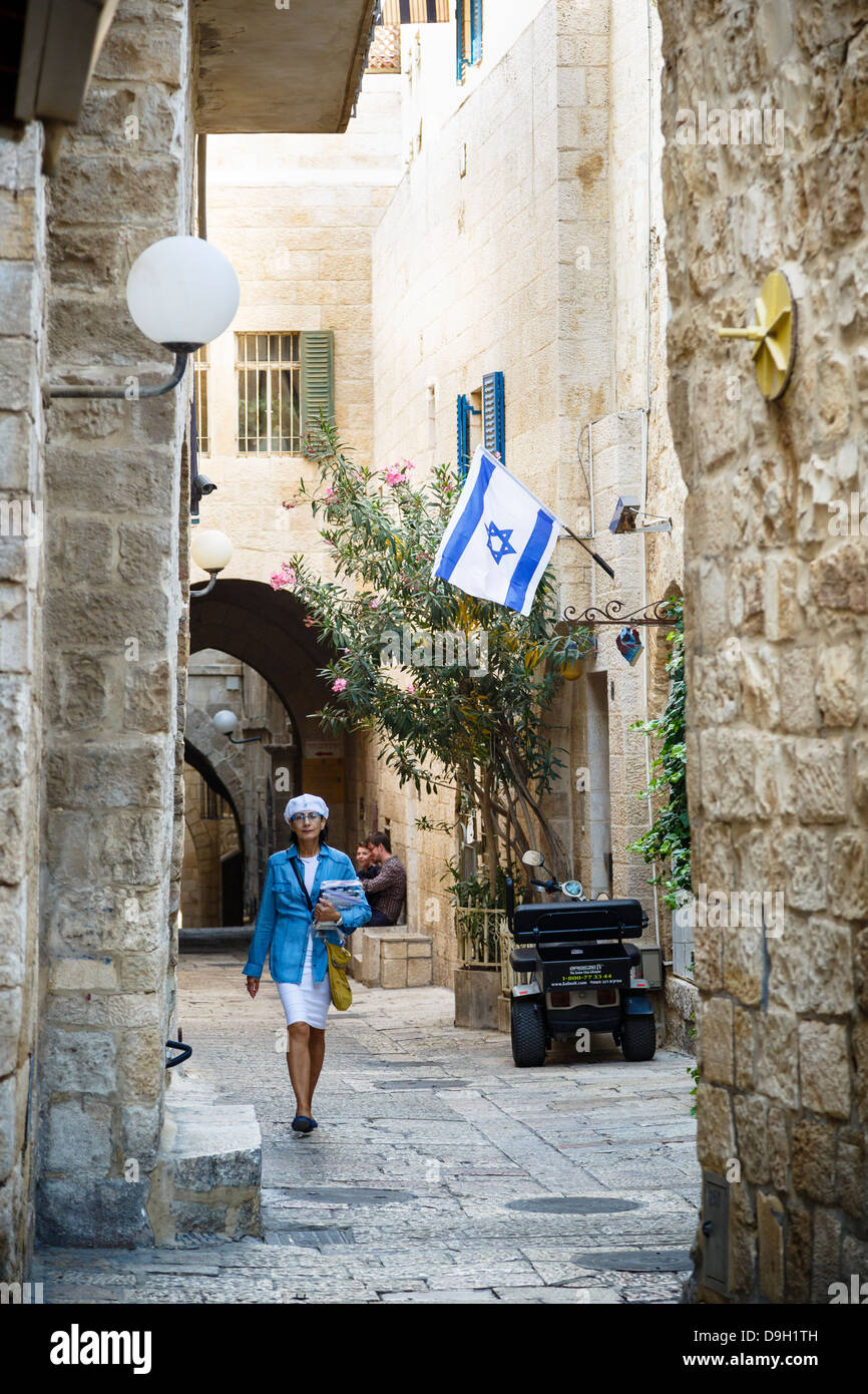 Straßenszene aus dem jüdischen Viertel in der Altstadt, Jerusalem, Israel. Stockfoto
