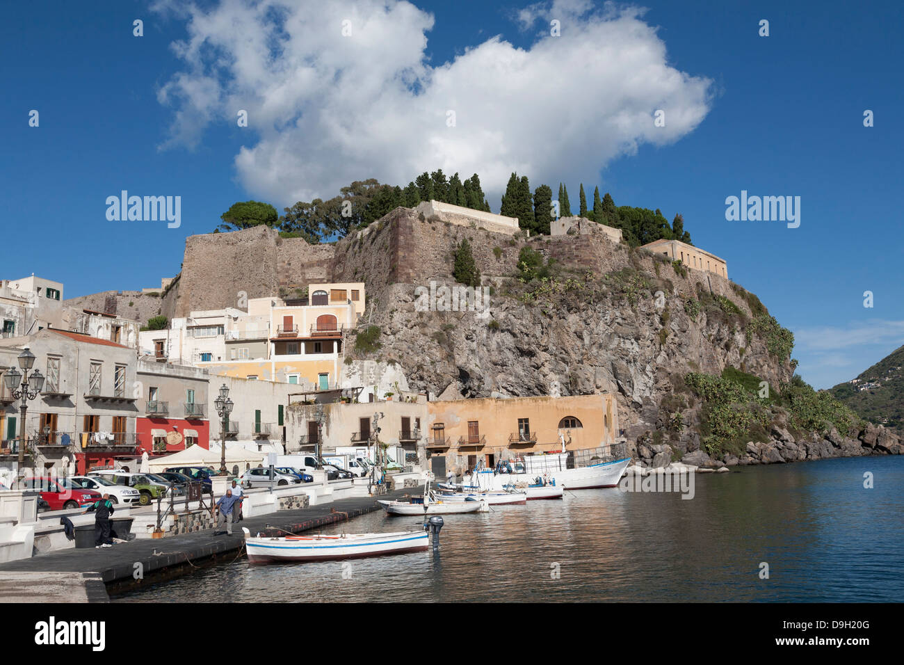 Die alte Zitadelle, Marina Corta, Lipari, Äolischen Inseln, Italien Stockfoto