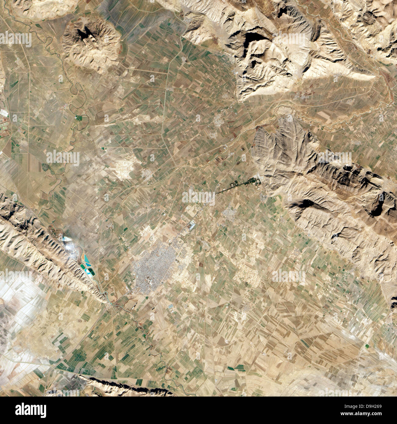 Satellitenansicht von Persepolis und die umliegende Region. Stockfoto