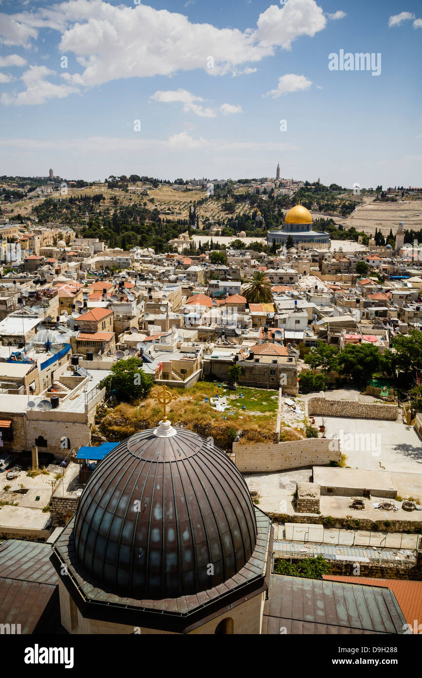 Blick über die Altstadt die Kuppel der Moschee Gestein, Jerusalem, Israel. Stockfoto