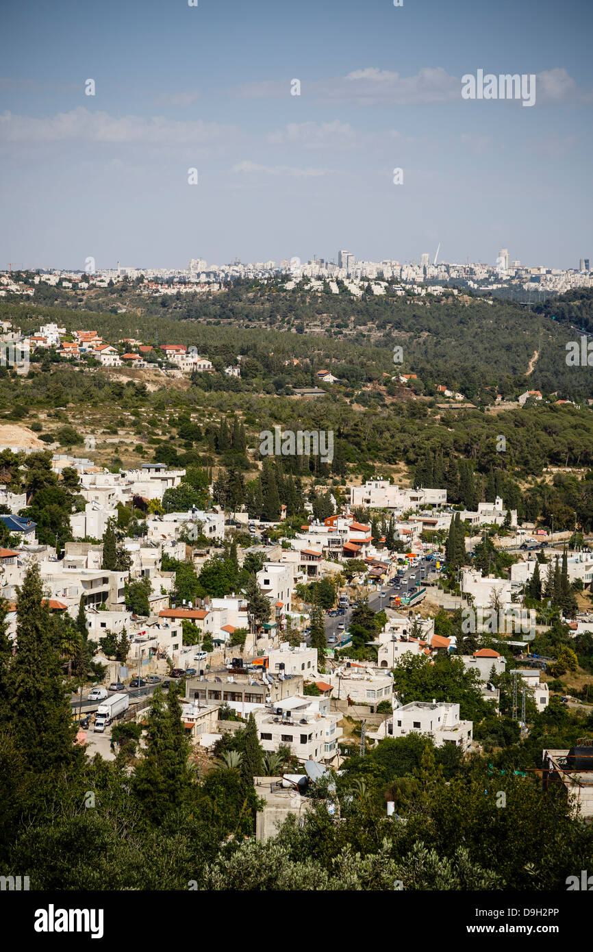 Blick über das Dorf Abu Gosh außerhalb von Jerusalem, Israel. Stockfoto
