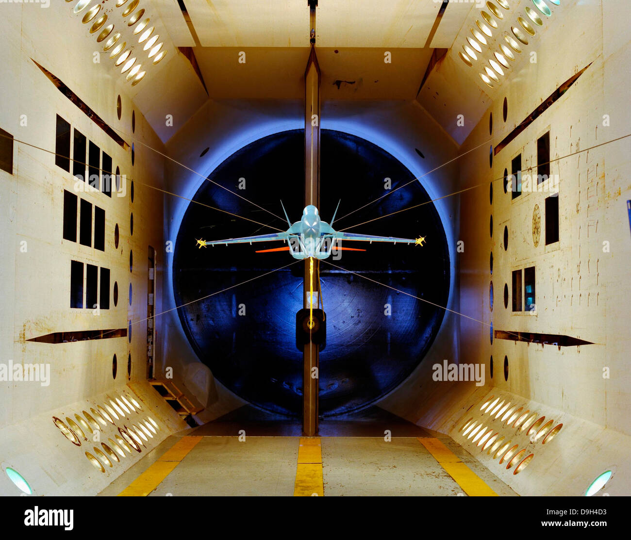 Eine A/A-18 E/F-Modell im Windkanal getestet. Stockfoto