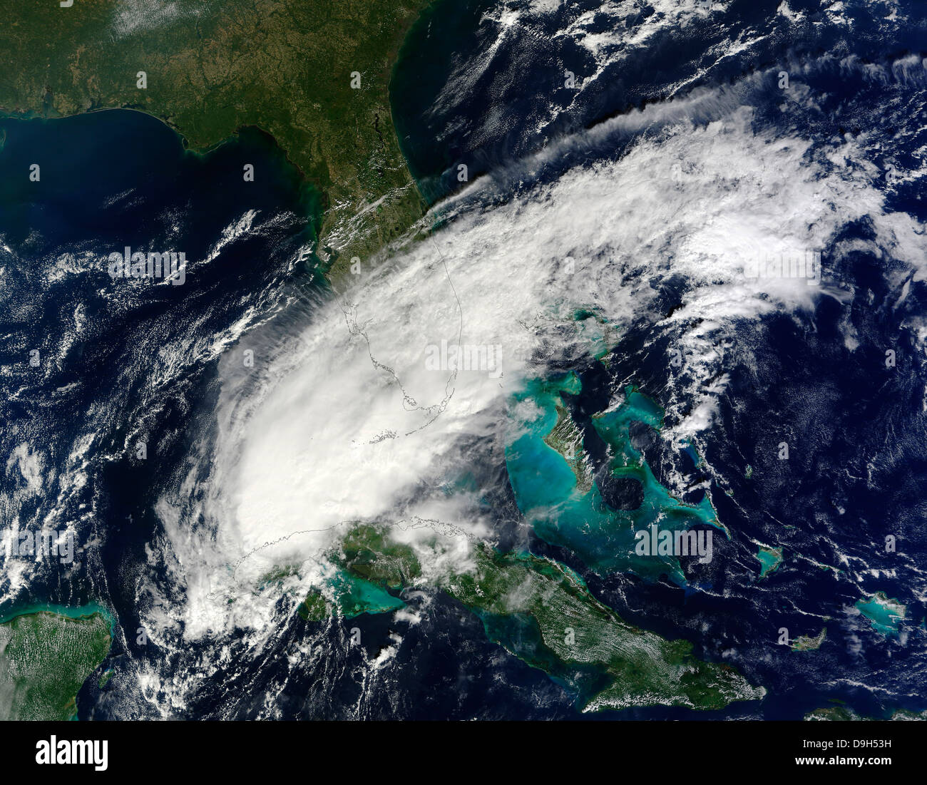 14. Oktober 2010 - erstreckt sich Hurrikan Paula aus dem Golf von Mexiko Süden Floridas zum Atlantischen Ozean. Stockfoto