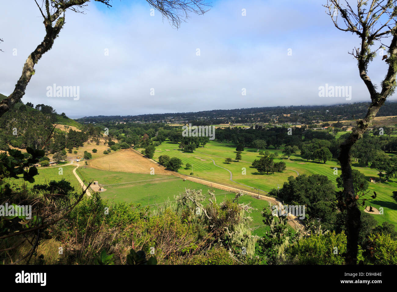 Erhöhten Blick auf Rancho Cañada Golfplatz, Carmel, CA. Stockfoto