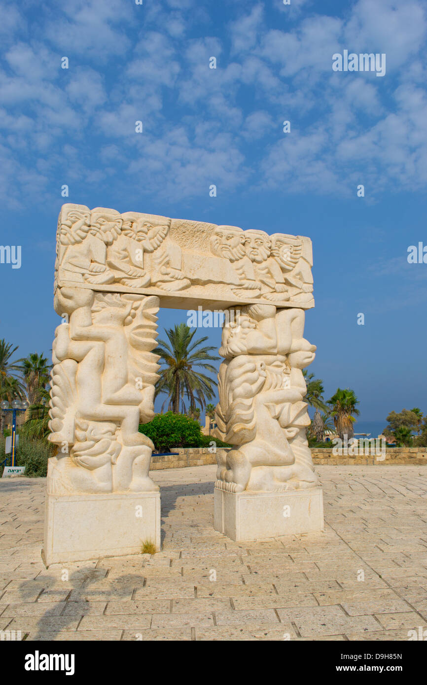 Statue in Jaffa, Jakobs Traum, Tel Aviv Stockfoto