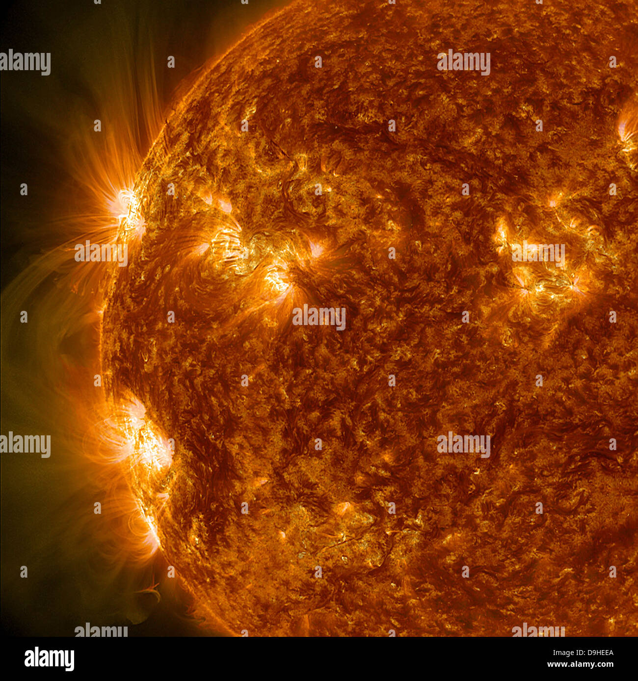 Solare Aktivität auf der Sonne. Stockfoto