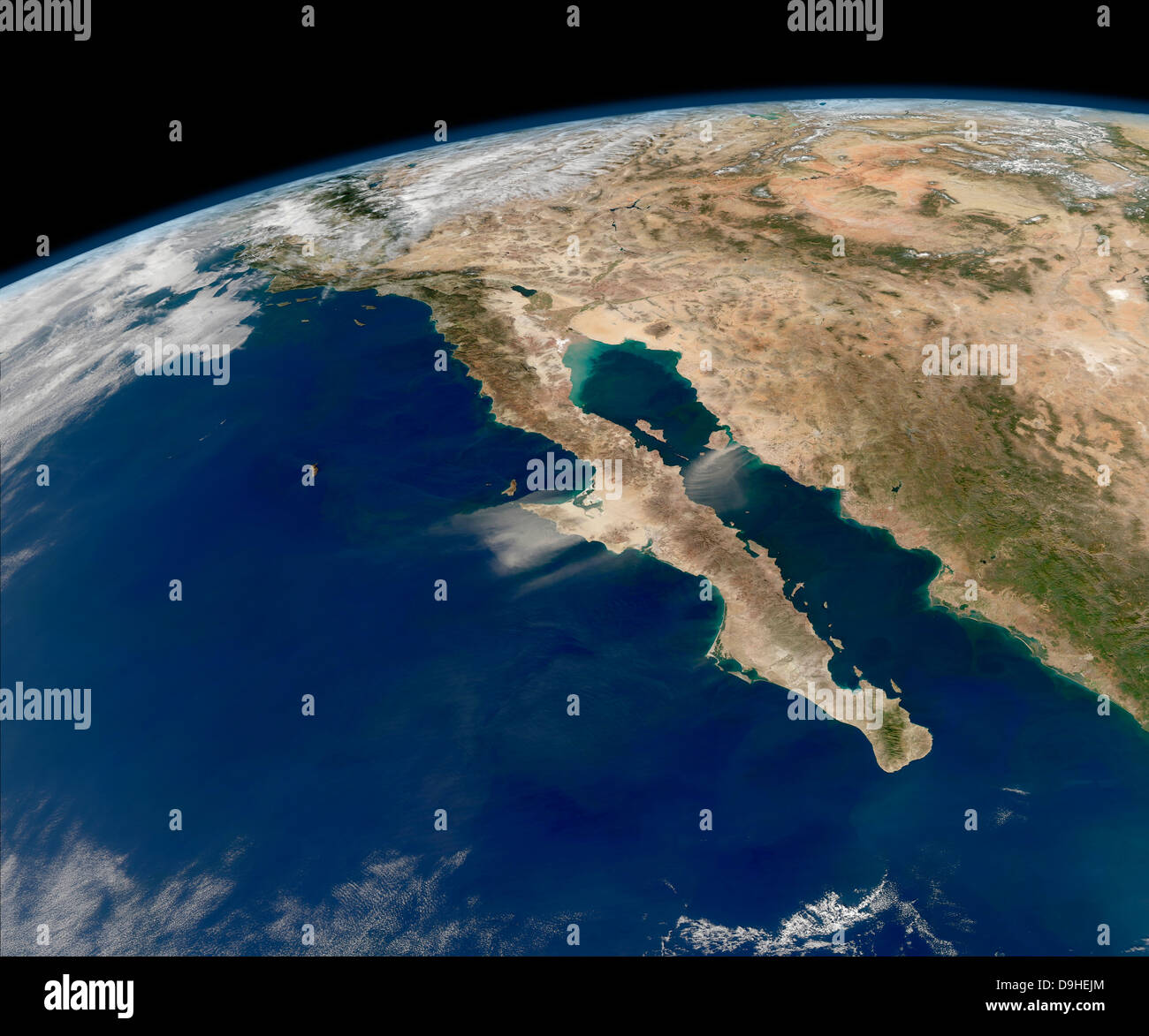 Schrägansicht von Baja Kalifornien und der mexikanischen Pazifikküste. Stockfoto