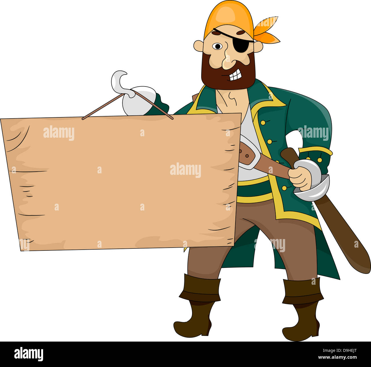 Illustration der Piraten mit einem leeren Brett Stockfoto