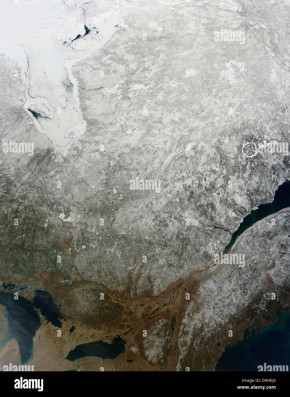 15. April 2011 - Satellitenansicht von Ostkanada. Stockfoto