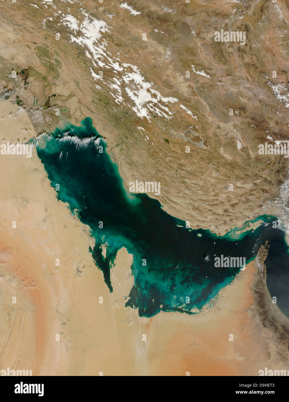 Satelliten-Ansicht des Persischen Golfs. Stockfoto