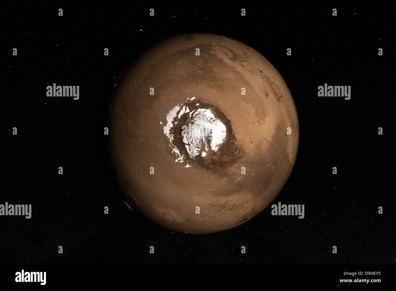 Nadir Ansicht des Mars Nordpol. Stockfoto