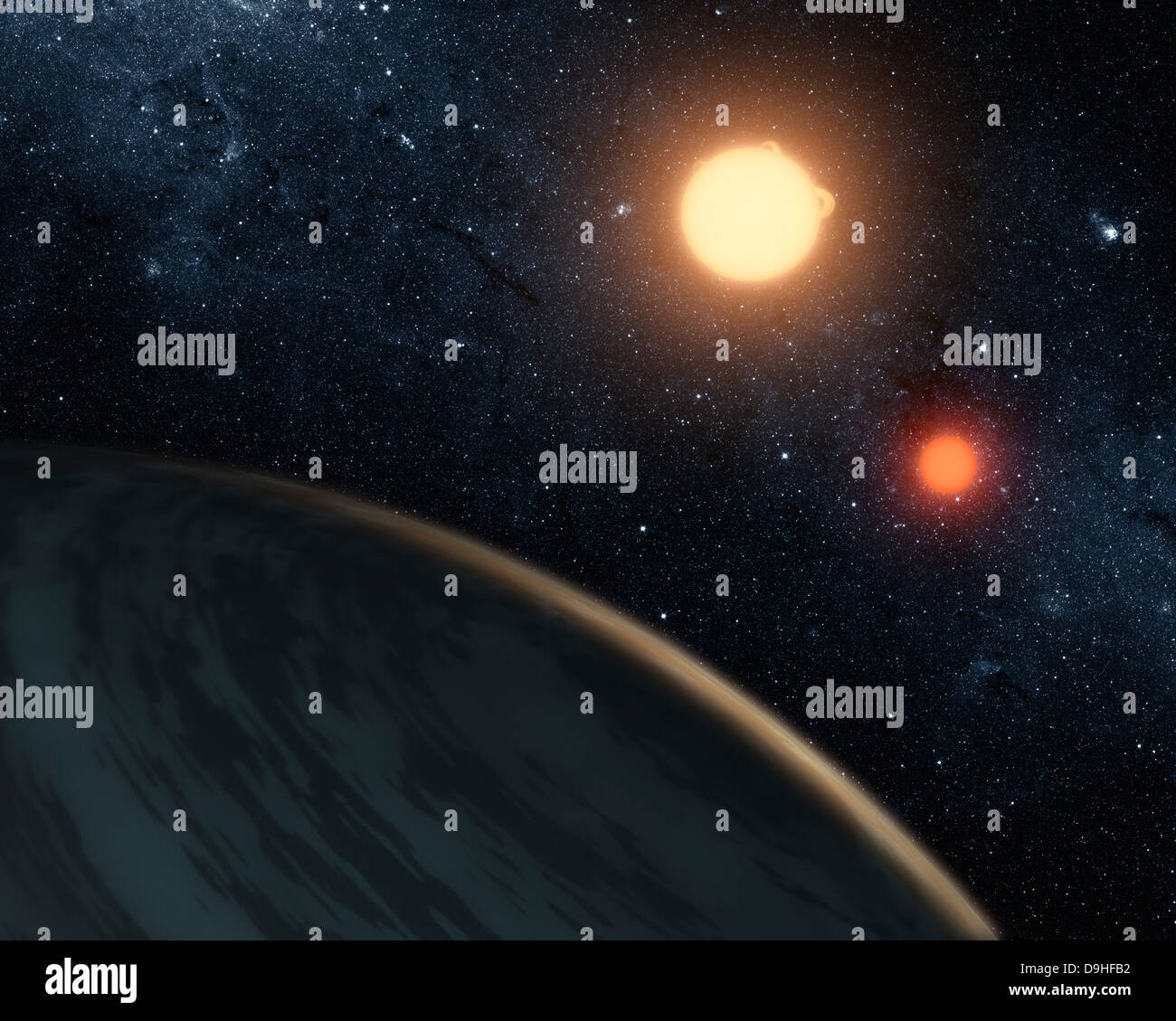 Künstlers Konzept zur Veranschaulichung Kepler-16 b. Stockfoto