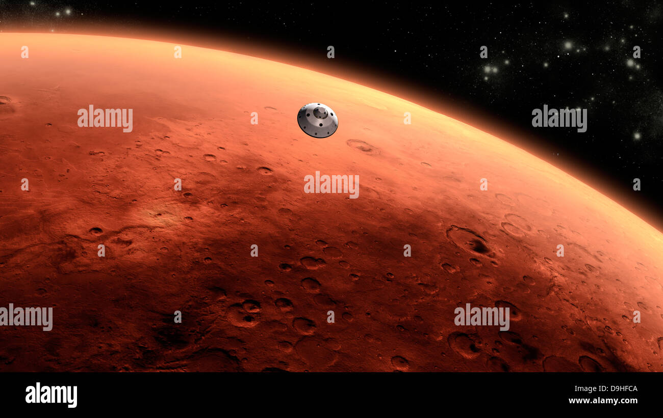 Künstlers Konzept des Mars Science Laboratory Raumsonde Mars nähert sich Stockfoto