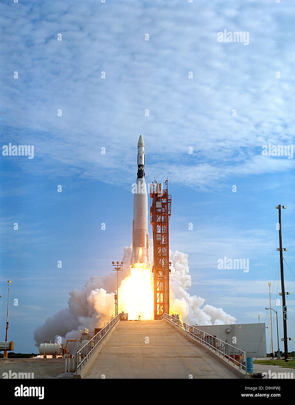 Atlas-Agena Ziel Fahrzeug abheben für Gemini 11, Cape Canaveral, Florida. Stockfoto