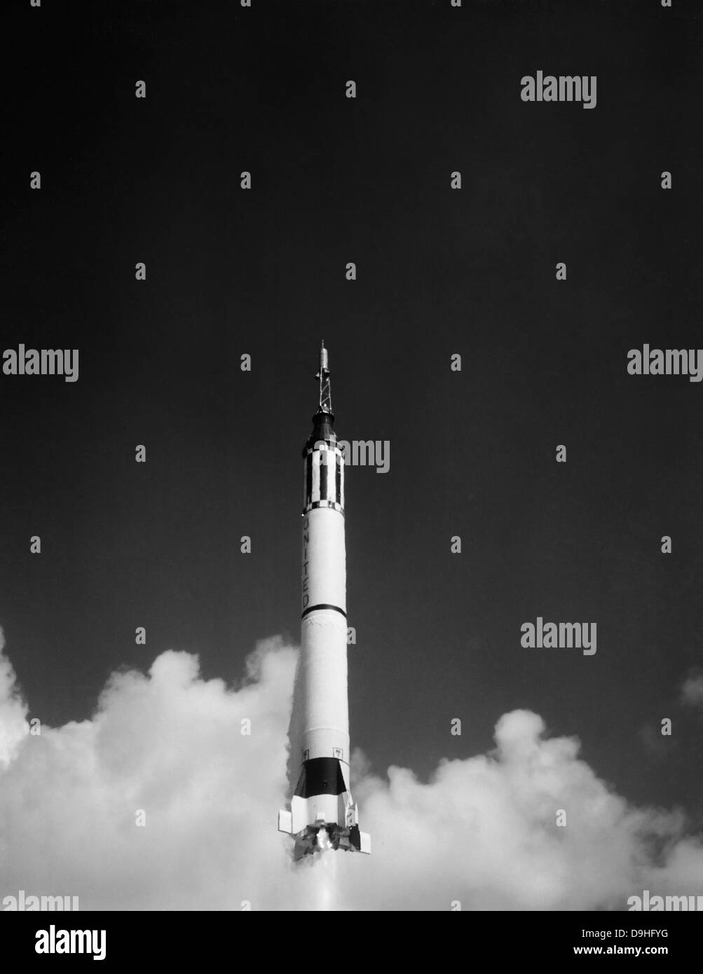5. Mai 1961 - Start von Mercury-Redstone 3-Rakete von Cape Canaveral, Florida. Stockfoto
