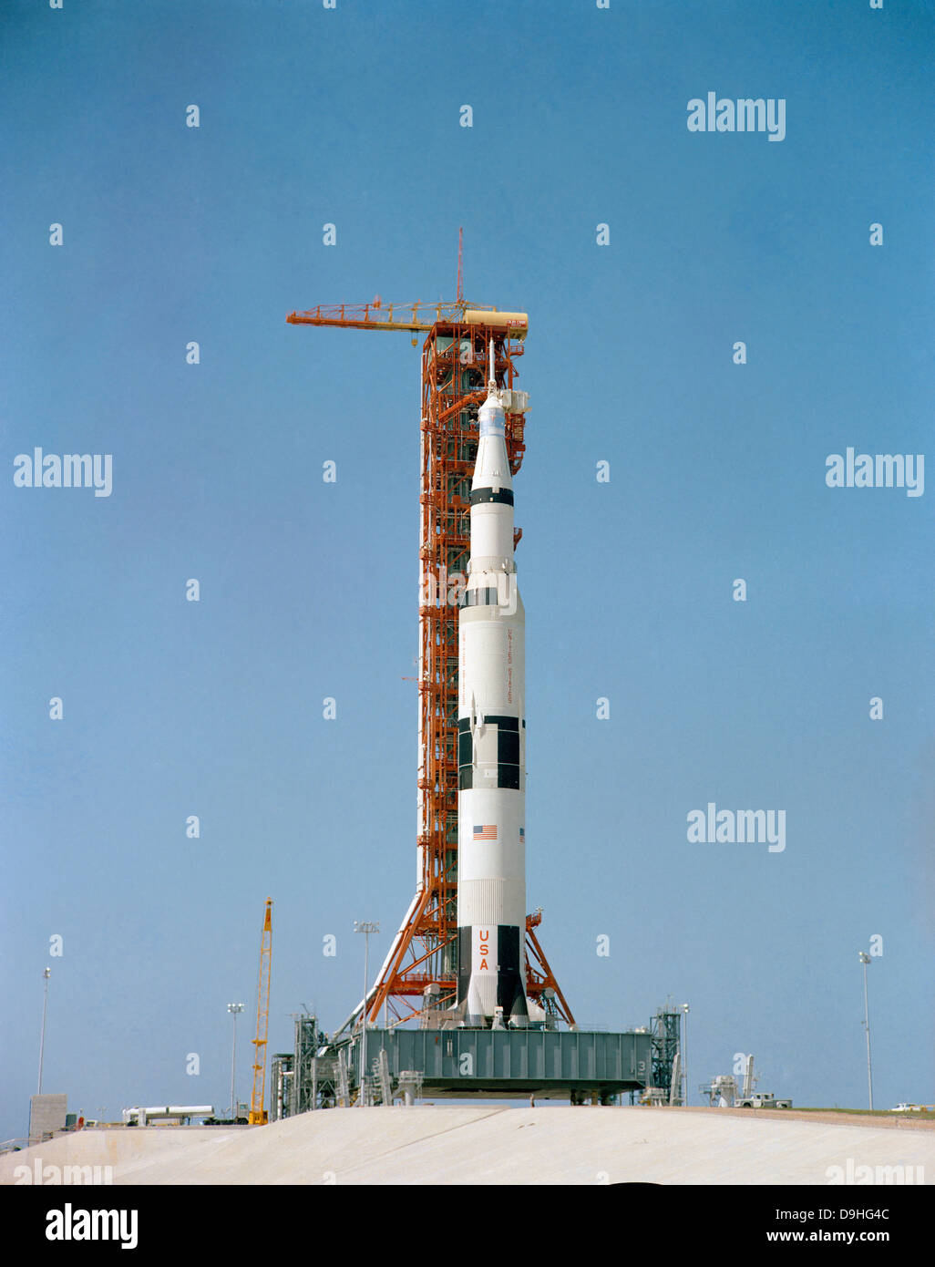 Apollo 10 Raumfahrzeug auf der Startrampe am Kennedy Space Center. Stockfoto