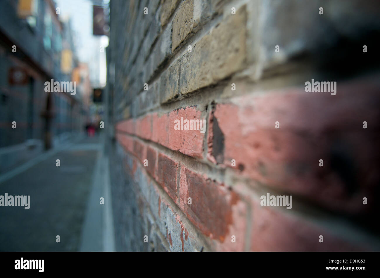 Abstrakte Straßenecke rote Ziegel Stockfoto