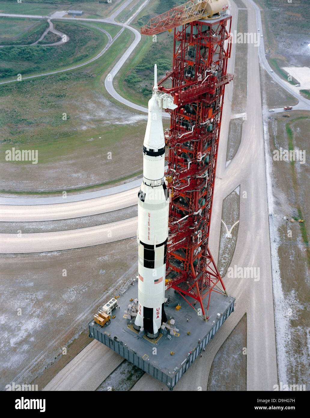 Vogelperspektive auf das Raumfahrzeug Apollo 15. Stockfoto