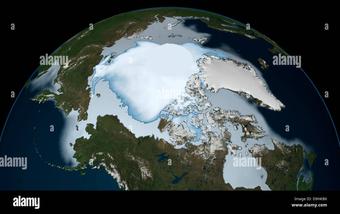 Planet Earth zeigt Meer Eisbedeckung im Jahr 1980. Stockfoto