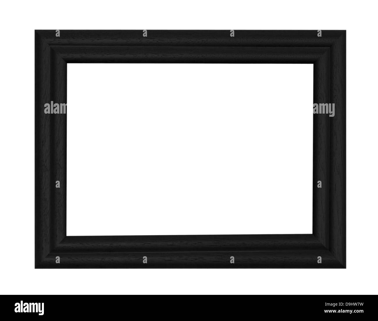 Rahmen Sie schwarz Holzrahmen in weißem Hintergrund. Stockfoto