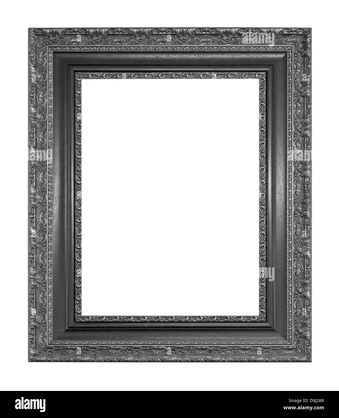 Einen schwarzen Bilderrahmen mit Beschneidungspfad isoliert. Stockfoto