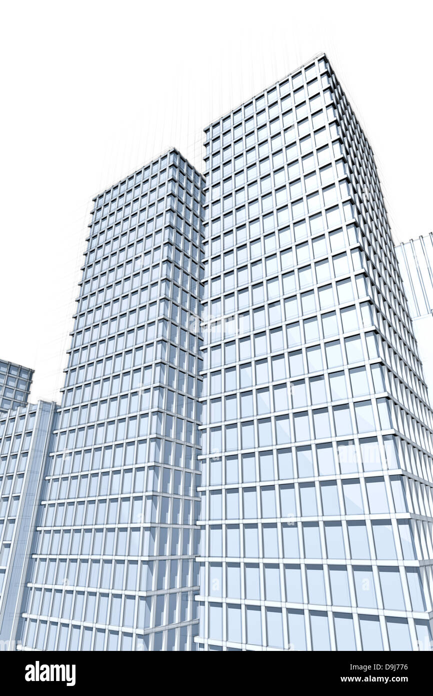 Architektur-Entwurf von zwei großen Wolkenkratzern Stockfoto