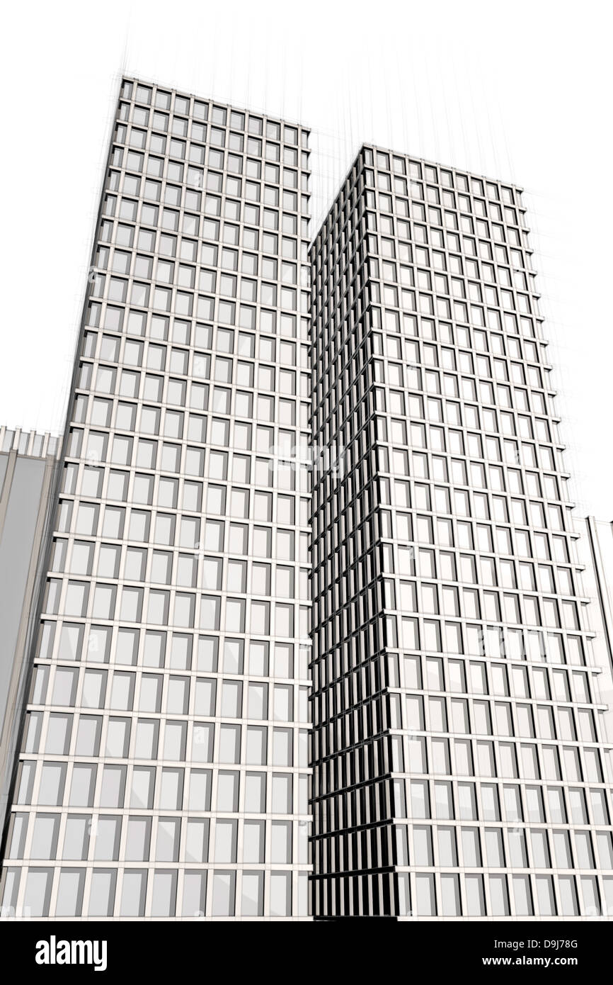 architektonische Skizze von zwei Wolkenkratzer Stockfoto