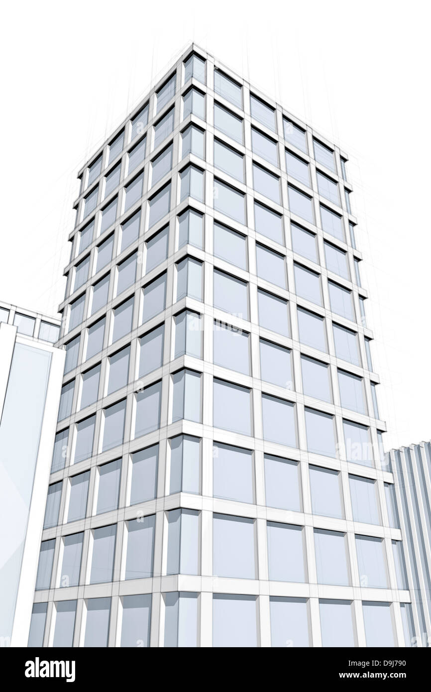 Zeichnung des modernen Bürogebäude in Großstadt Stockfoto