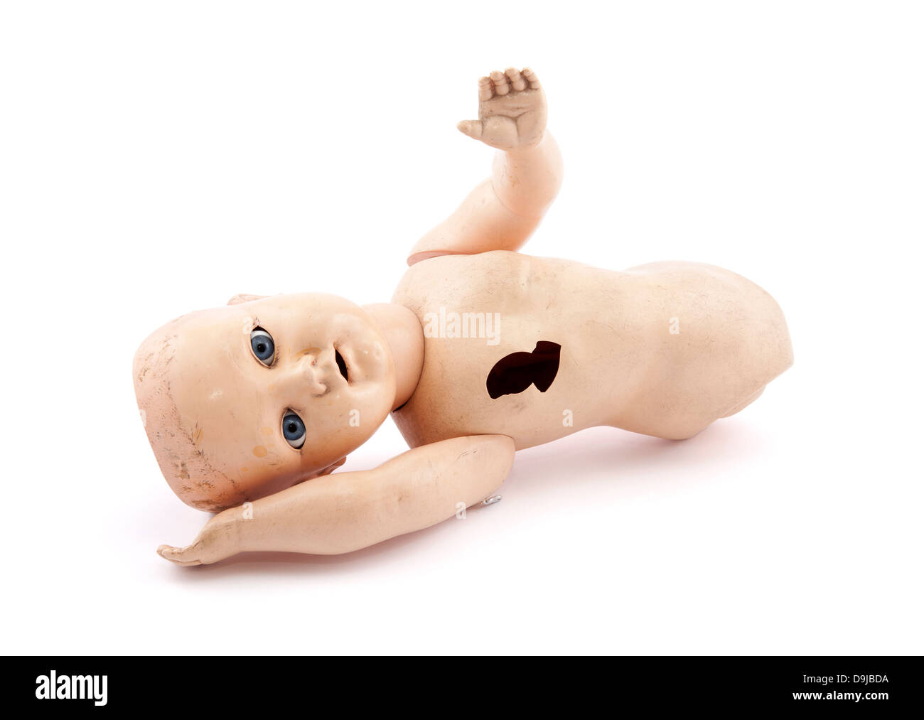 Verlassenes Kind Babypuppe mit Beschneidungspfad Stockfoto