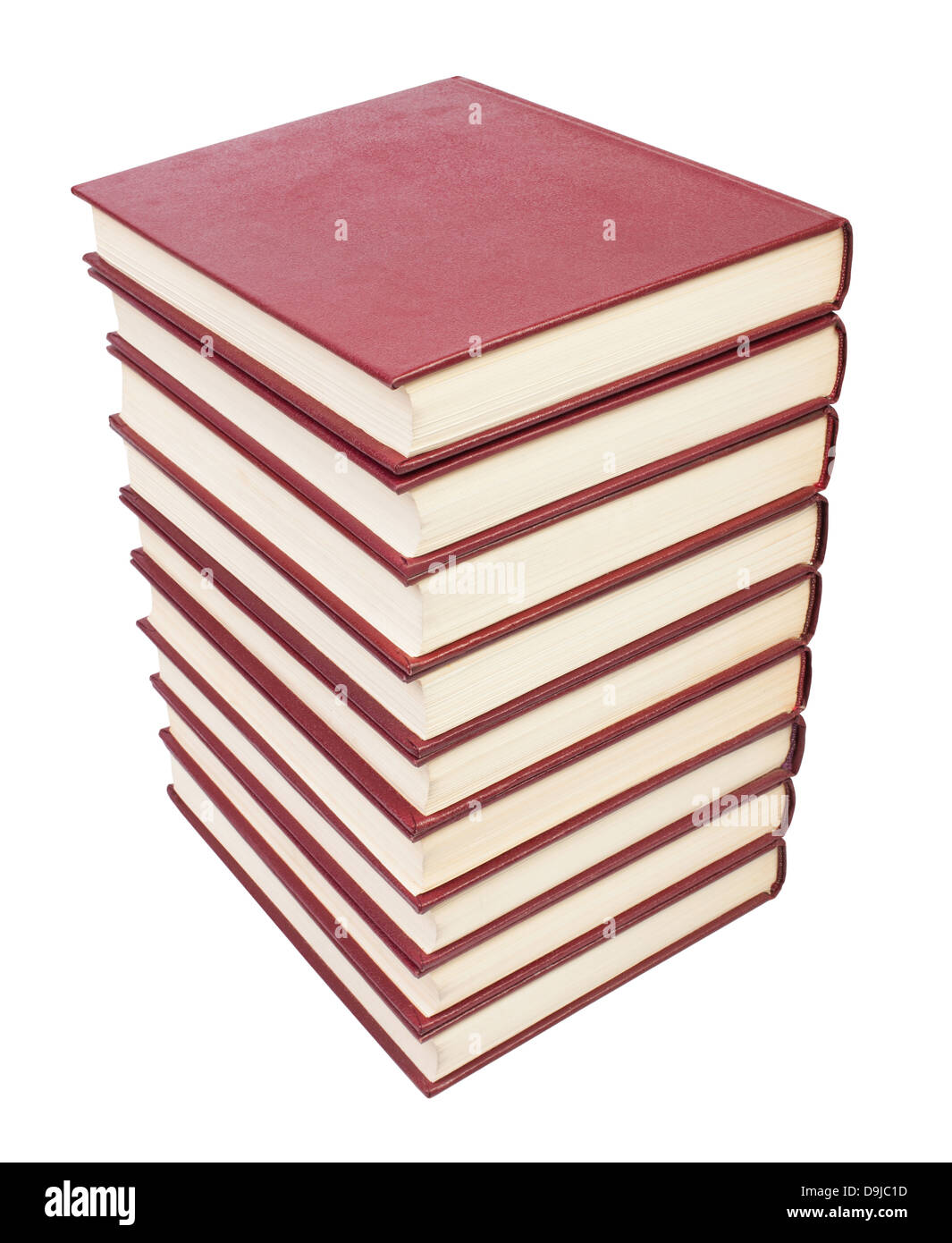 Bücher Stapeln auf weißem Hintergrund rot Stockfoto