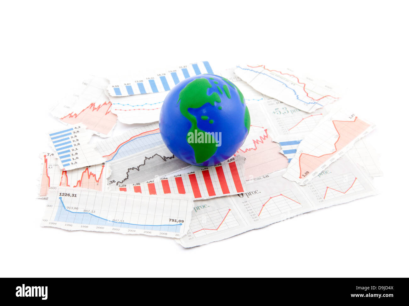 Globus auf Finanz-charts Stockfoto