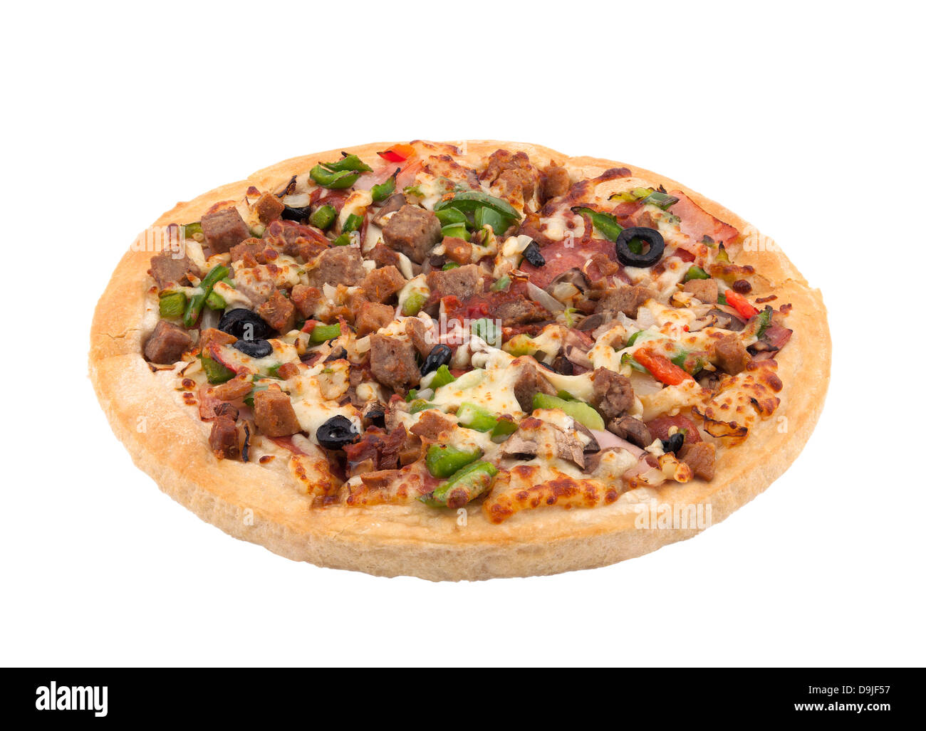 Pizza, isoliert auf weiss mit Beschneidungspfad Stockfoto