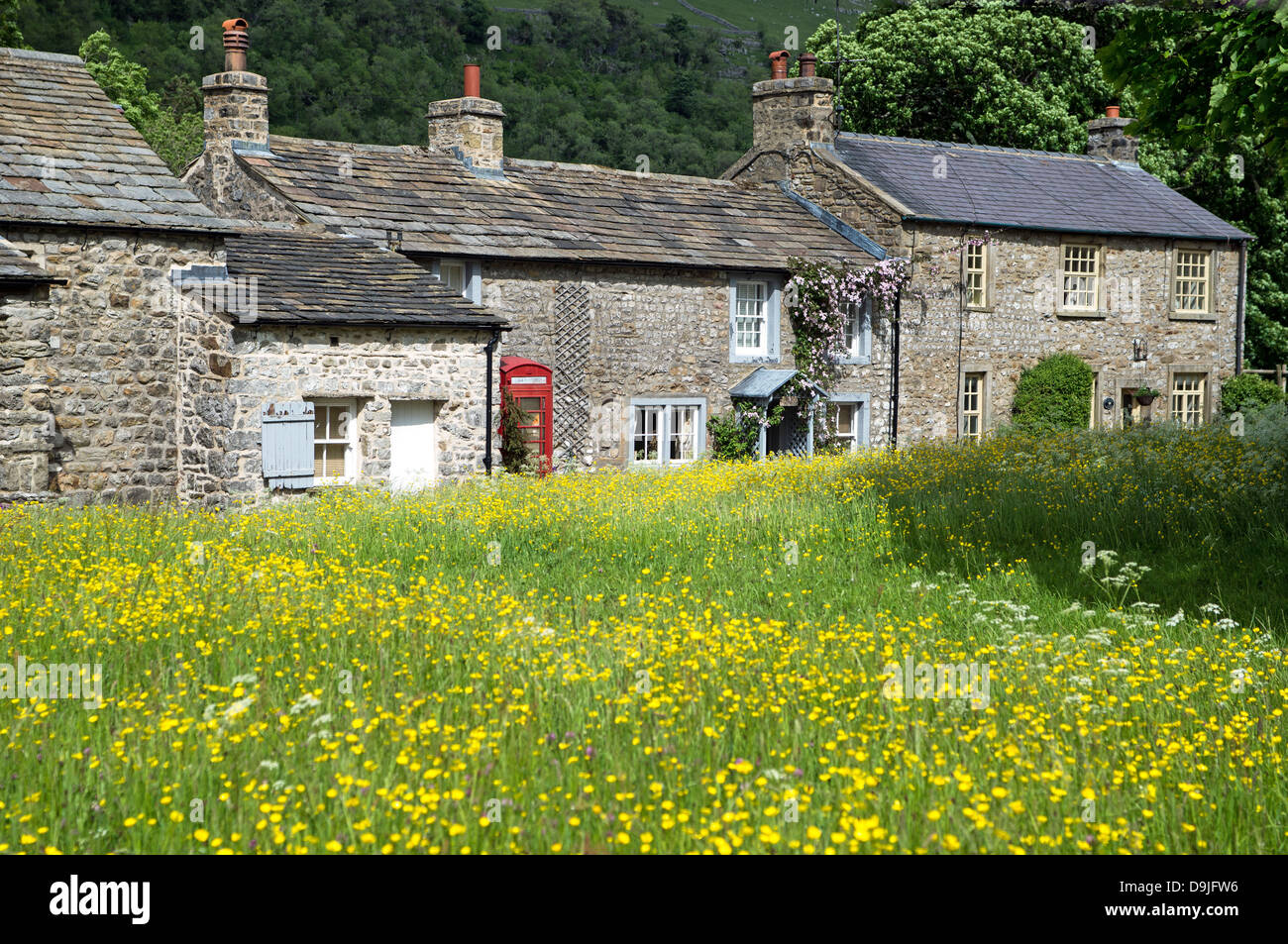 Arncliffe Dorf in Littondale Yorkshire im Juni, England, UK Stockfoto