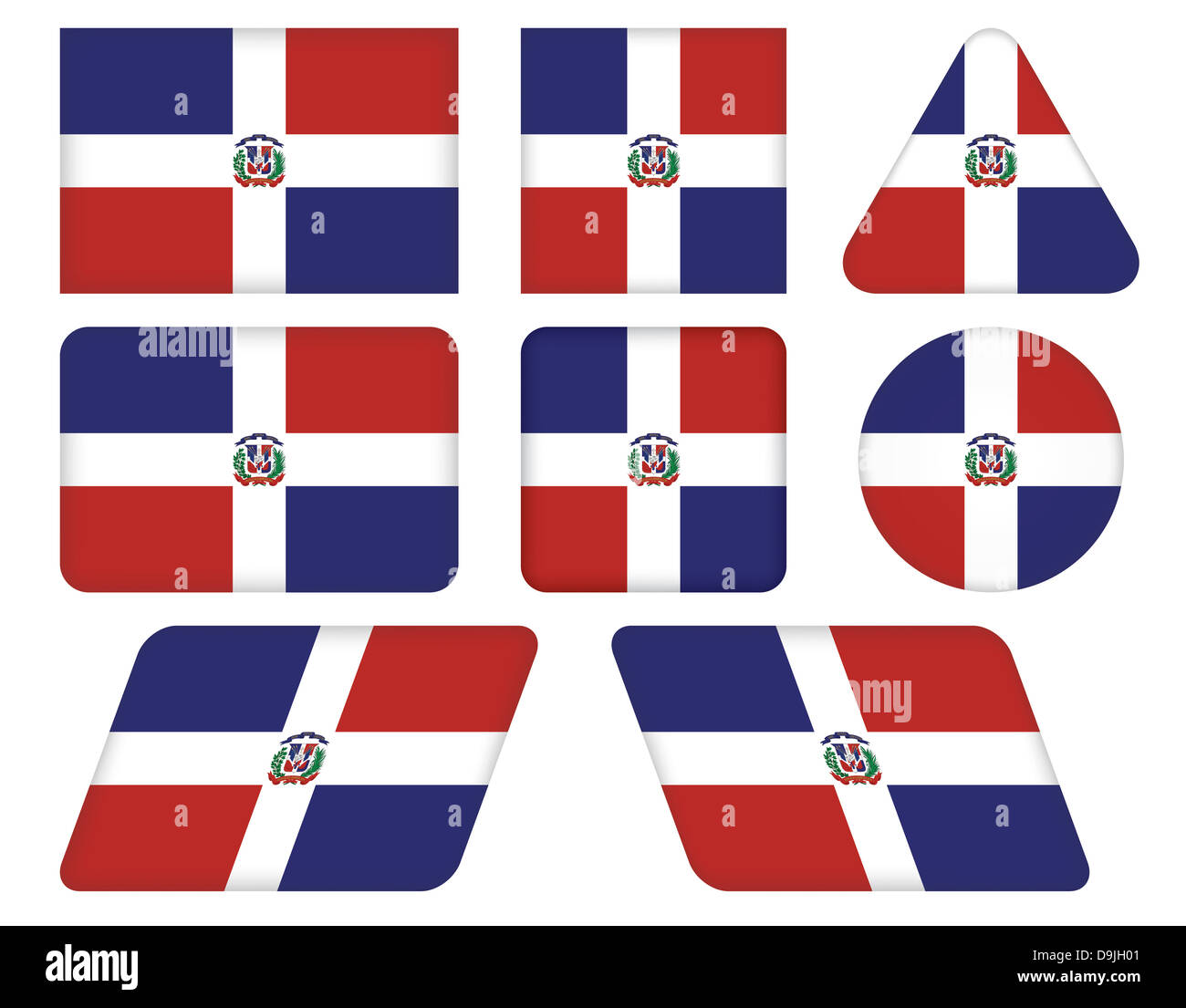 Reihe von Schaltflächen mit Flagge der Dominikanischen Republik Stockfoto