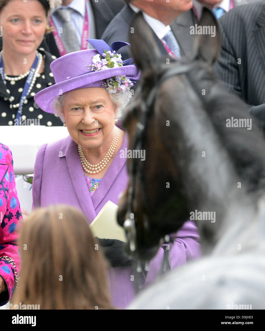 Ascot, Berkshire, UK. 20. Juni 2013.  HM Königin mit ihrem Sieger Schätzung nach dem Gold Cup am Ladies Day. Bildnachweis: John Beasley/Alamy Live-Nachrichten Stockfoto