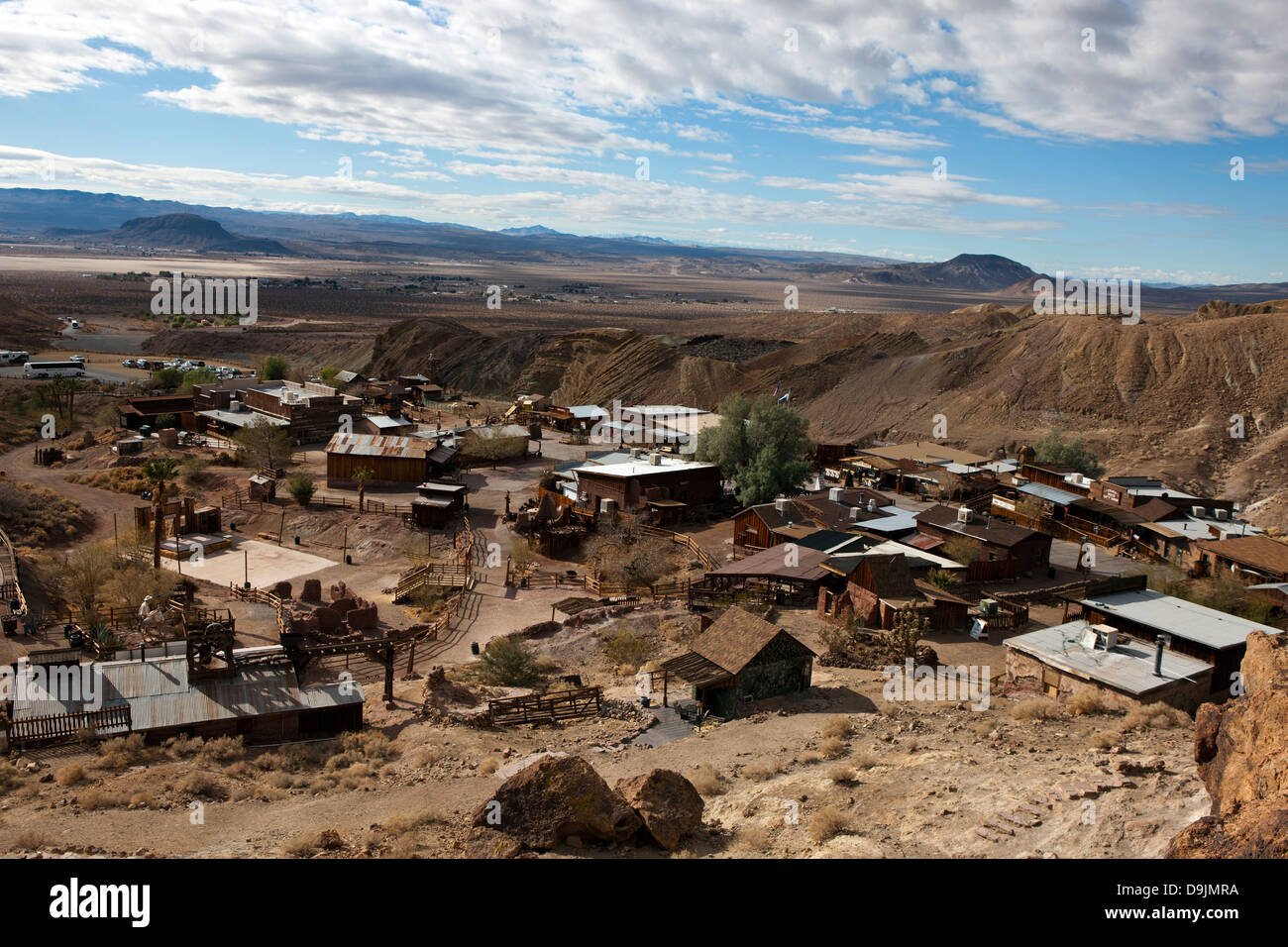 Luftaufnahme der Calico Ghost Town, Calico, California, Vereinigte Staaten von Amerika Stockfoto