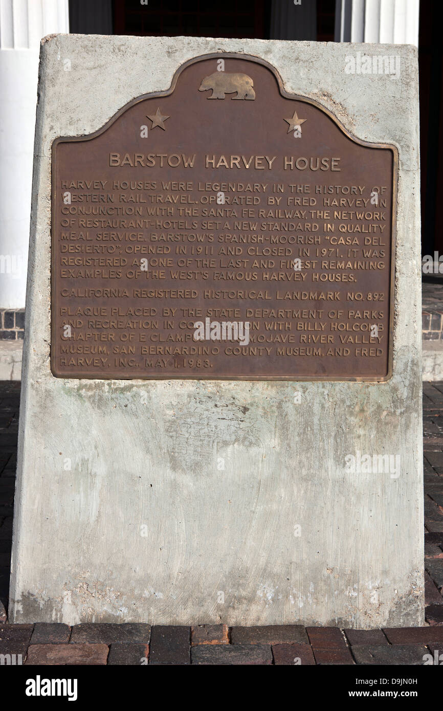 BARSTOW HARVEY HOUSE Harvey Häuser waren legendär in der Geschichte der westlichen Bahnreisen. Betrieben von Fred Harvey in Verbindung Stockfoto