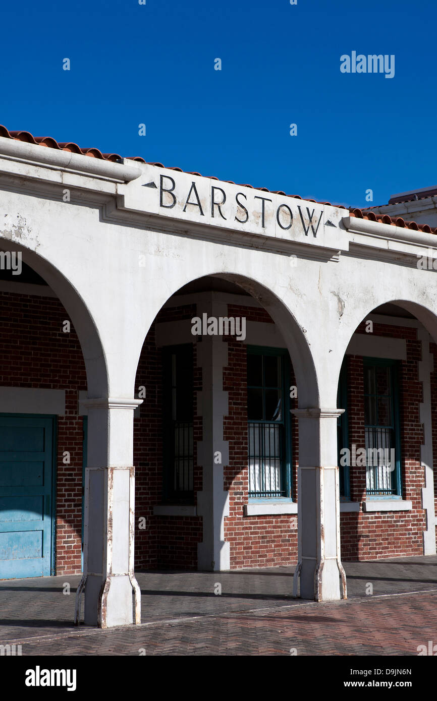 Harvey House Railroad Depot, ursprünglich die Casa del Desierto Bahnhof, Barstow, Kalifornien, Vereinigte Staaten von Amerika Stockfoto