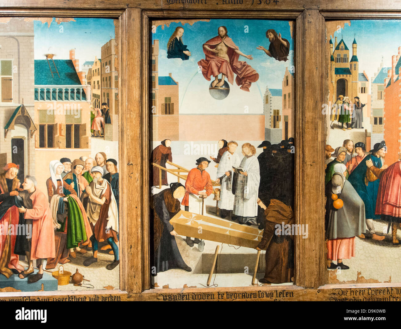 Die sieben Werke der Barmherzigkeit an der berühmten Rijksmuseum in Amsterdam Stockfoto