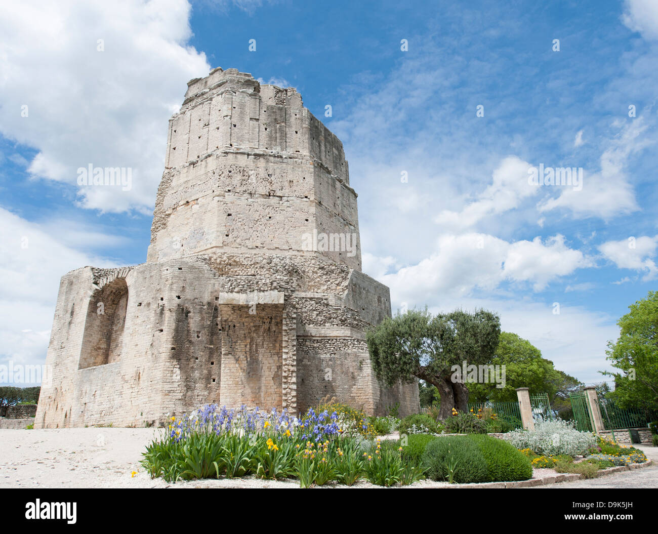 Tour Magne, Römerturm und Wahrzeichen in den Jardins De La Fontaine, Nîmes, Gard, Languedoc, Frankreich Stockfoto