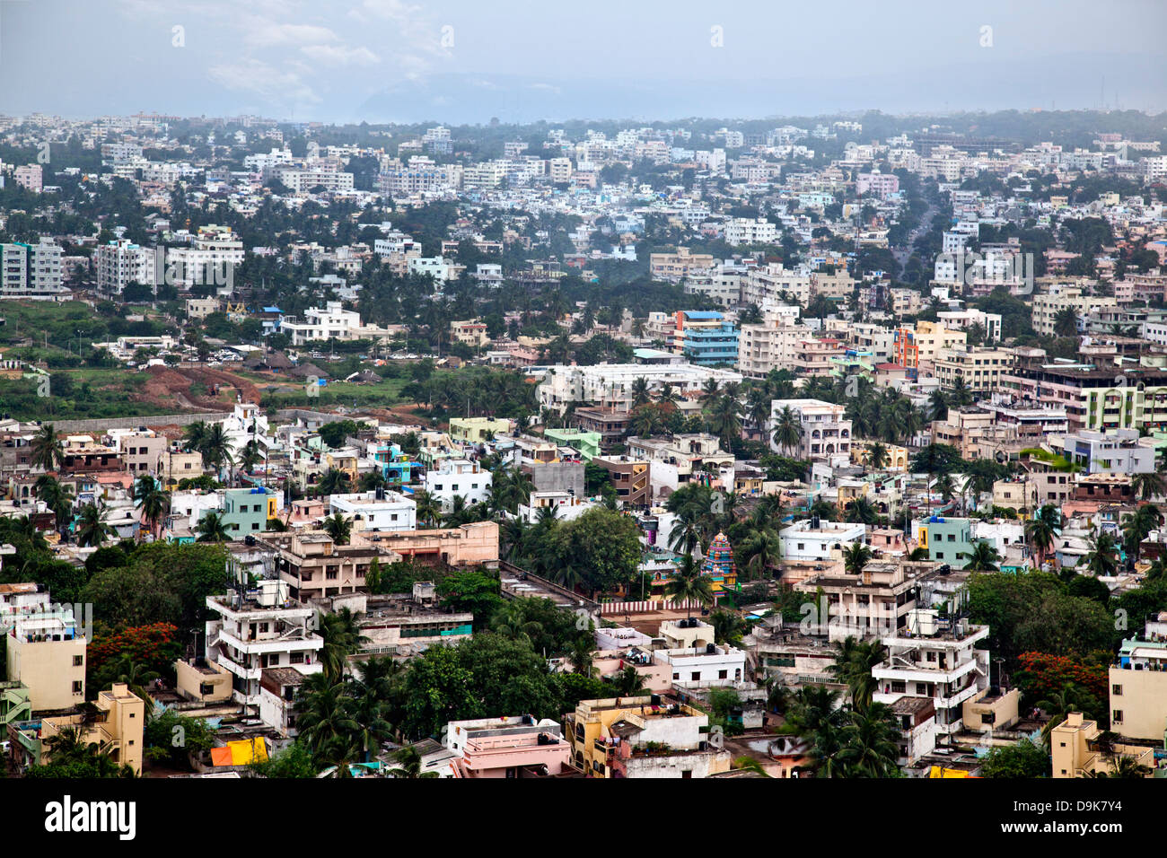 Luftaufnahme der Stadt Visakhapatnam, Andhra Pradesh, Indien Stockfoto